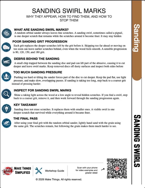 Free workshop guide explaining how to prevent sanding swirl marks